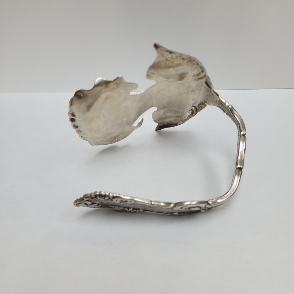 HANDMADE FOLK ART STERLING SILVER SPOON CUFF BRACELET.  VINTAGE 1970'S - Picture 4 of 6